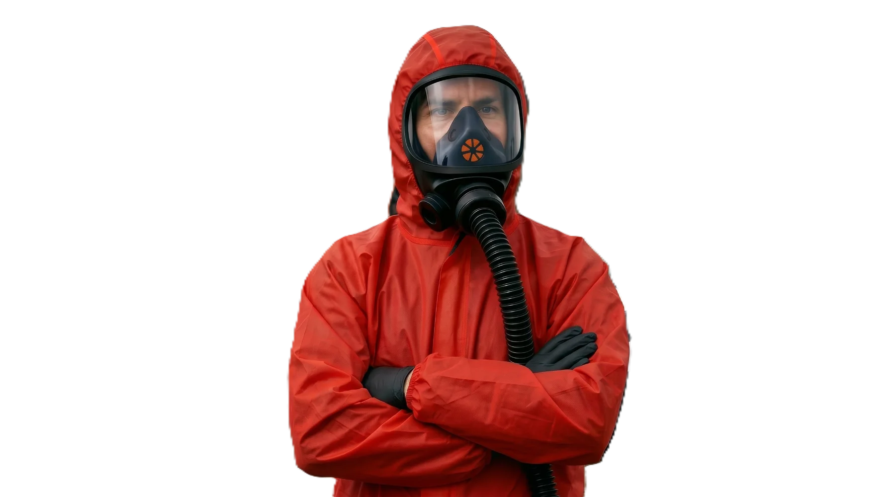 Licensed asbestos operative in protective suit